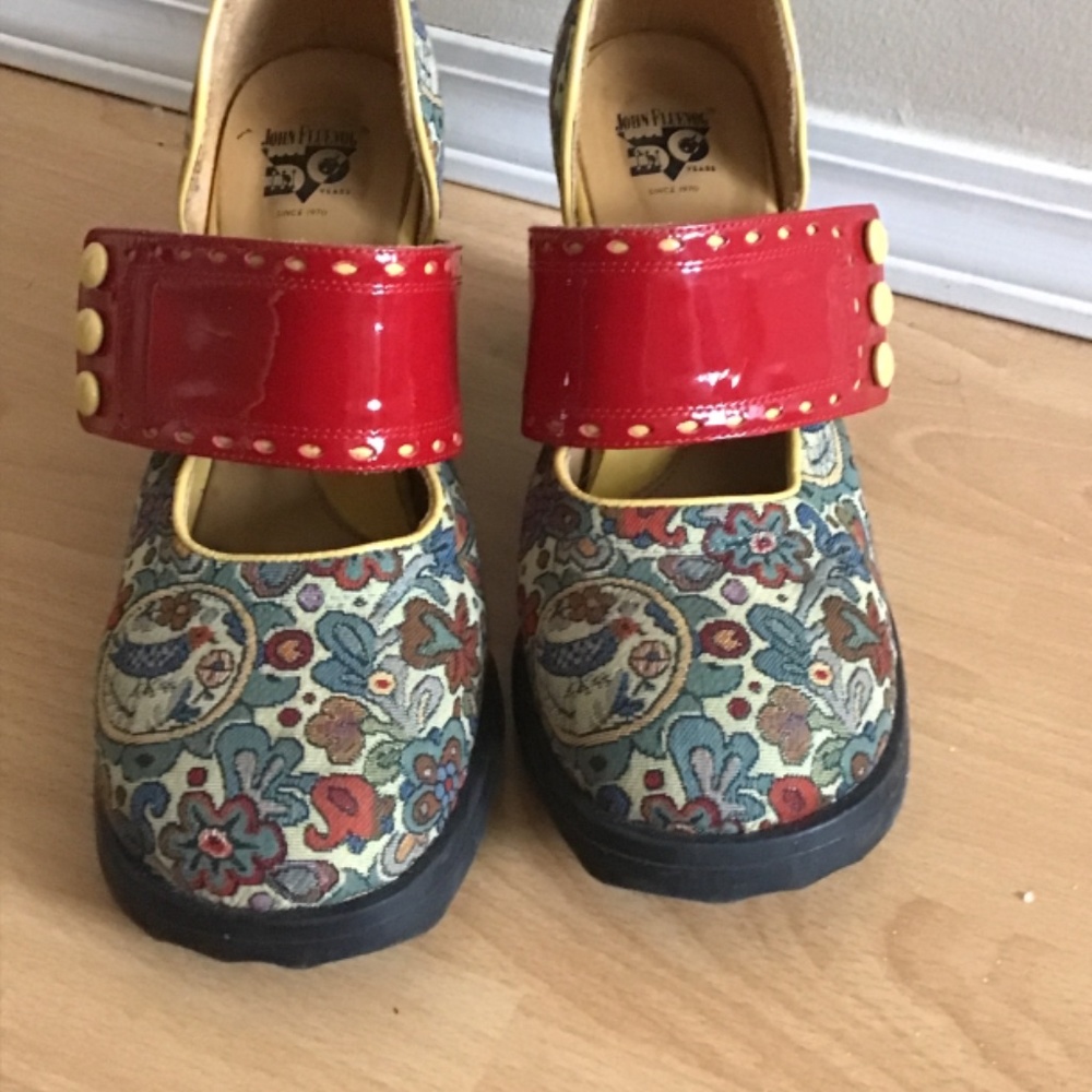 JOHN FLUEVOG LADIES ZAZA MARY JANE WIDE STRAP FABRIC  SHOE inc. SHOE BAG - Picture 3 of 15